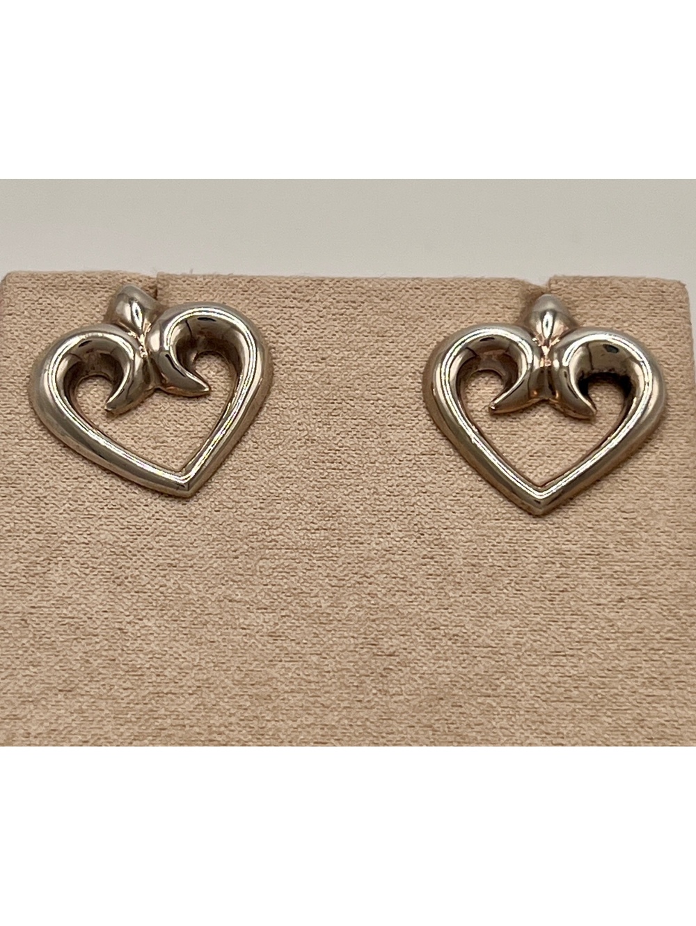 925 Sterling Silver Sculptural Open Heart Stud Earrings 4.13g